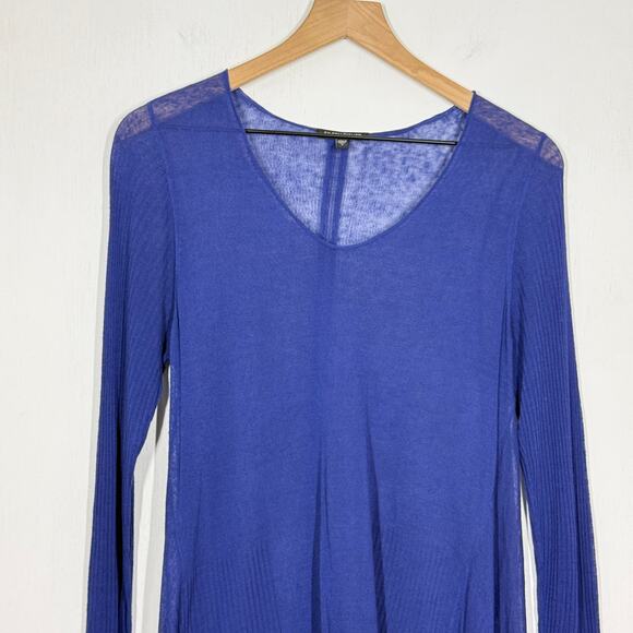 Eileen Fisher Asymmetric Hi-Lo Tunic Top Womens Small Dark Blue Long Sleeve - Picture 3 of 8